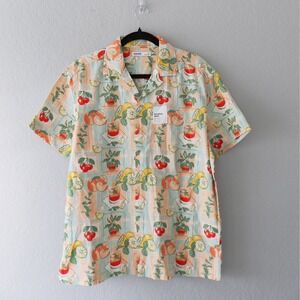 Sonoma Men's Size M Hawaiian Shirt Fruit Print Linen Cotton Short Sleeve